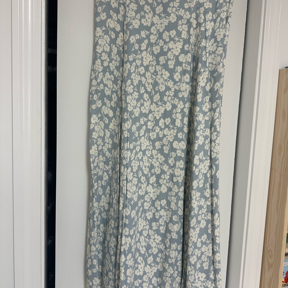 Reformation Blue and White Floral Maxi Skirt